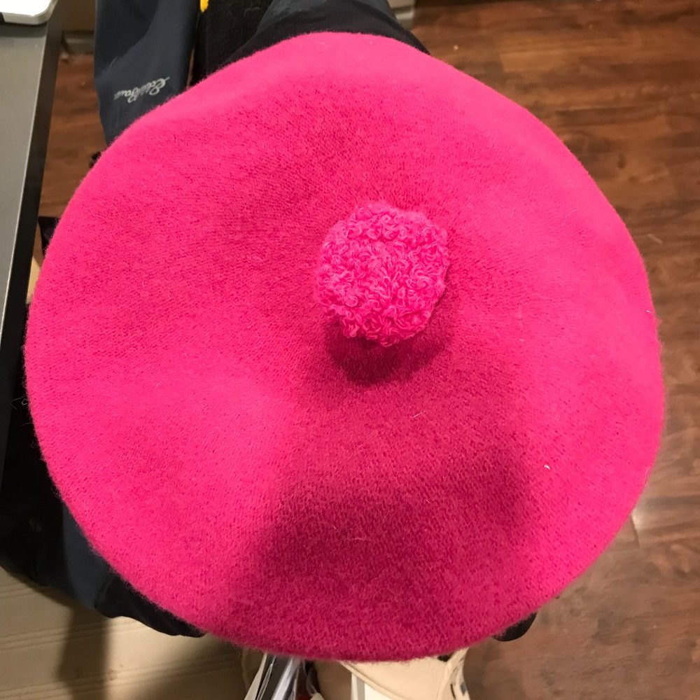 Vintage Jordan Marsh Wool Nylon Raspberry Beret/Tam Hat Fits Small